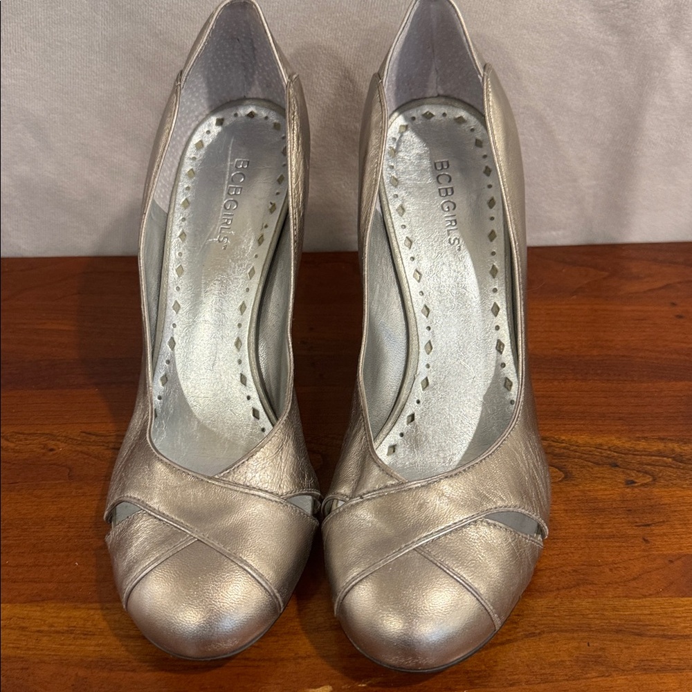 BCBGirls Metallic Silver Heels